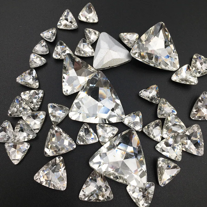 Pointback Trianglar Shape Glass Crystal Rhinestones White Various Size Clear DIY Nail Art/Phone DIY/Clothing Accessories | Дом и сад