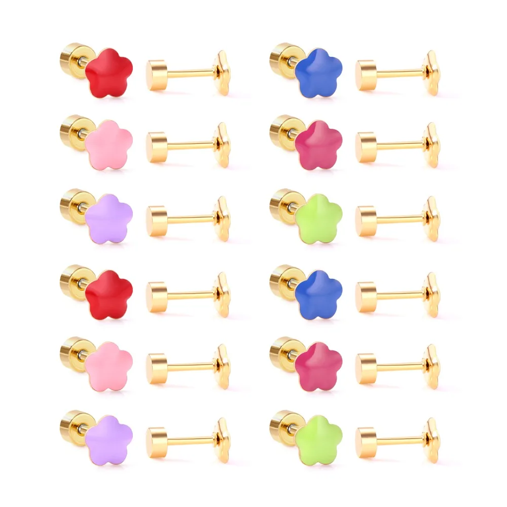 

LUXUKISSKIDS 12Pairs/lot Wholesale Earrings Jewelry Fashion Screw Earrings For Women Luxury Jewellry