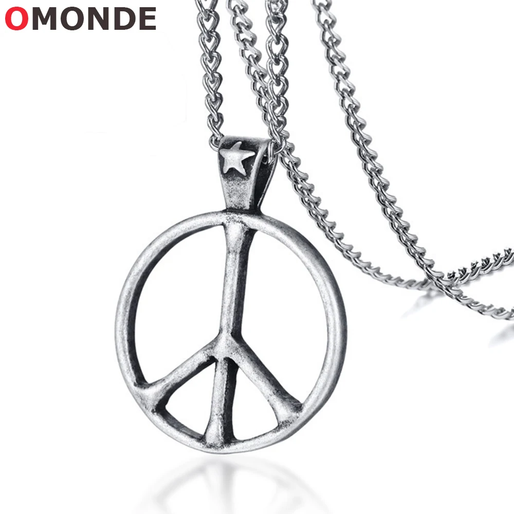 Винтажная Подвеска из нержавеющей стали с надписью Peace Mark Цвет: старое серебро