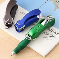 1pc protable key chain ballpoint pen 0 7mm blue refill folding metal nail clippers ballpoint pens mini office school supplies