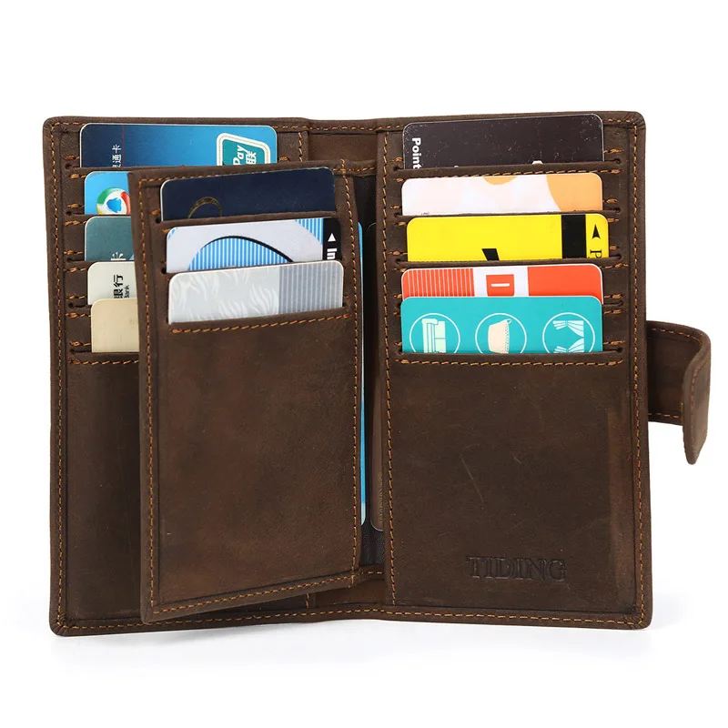 Новинка 2017 Мужская Кредитная модель из воловьей кожи с 16 карманами для карт