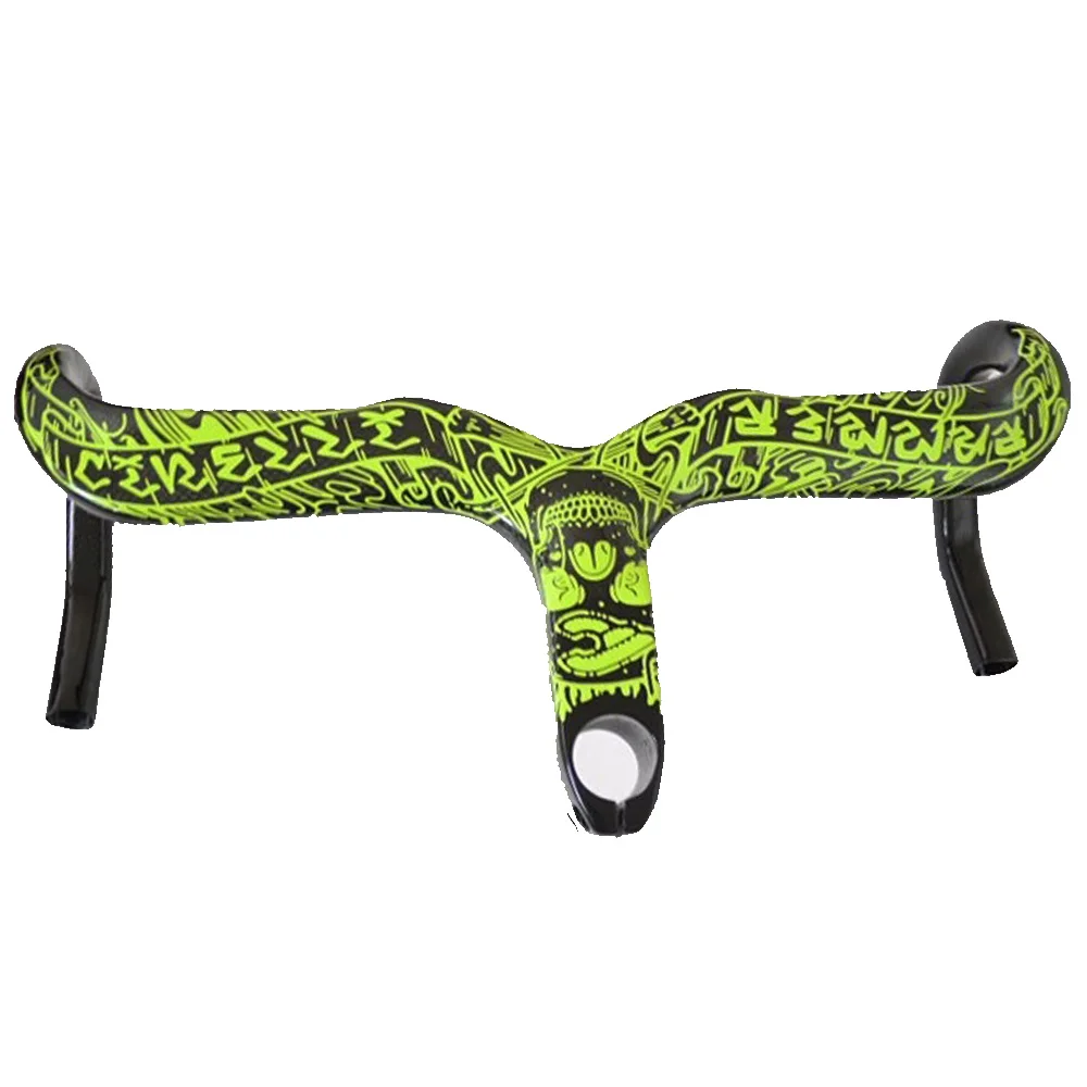 green Cinelli Ram Mike Giant полностью углеродное волокно дорожный Интегрированный руль с Карбоновым стержнем - Цвет: green