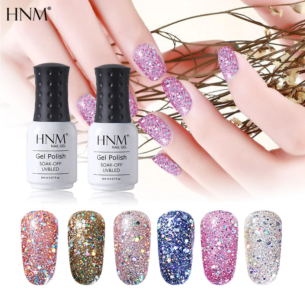 HNM Bling УФ гель лак для ногтей 8 мл блеск Soak Off полуперманентный гель-лак краска Gellak