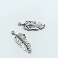 junkang 10pcs charm leaf feather tibetan silver gold alloy pendant jewelry diy handmade accessories 1644mm