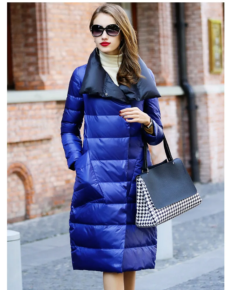 Two Side Wear Autumn Winter 90% White Duck Down Coat Women Light Down Long jacket Women warm Parkas A124