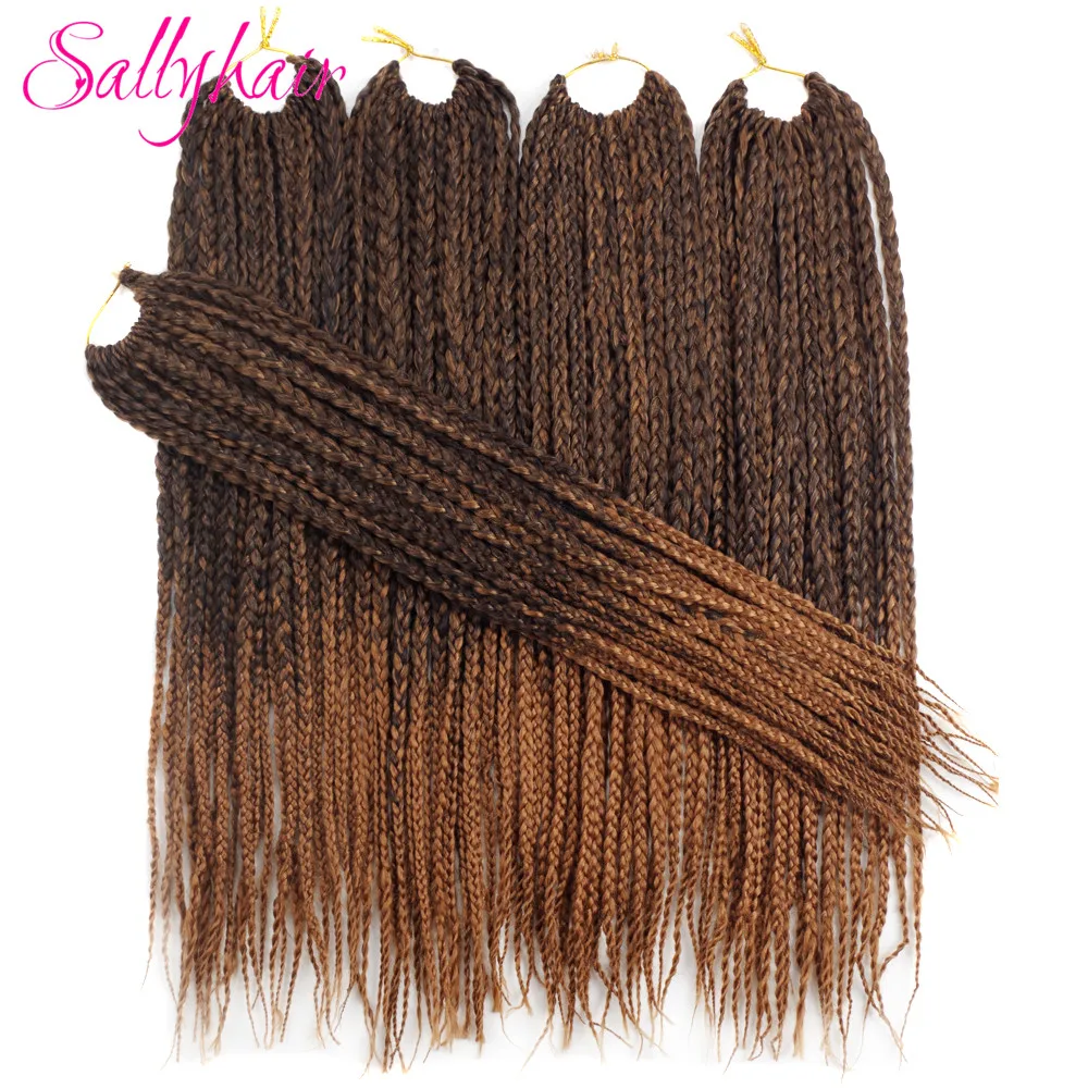Sallyhair самых лучших брендов, 3X афро коробка косы 18 дюймов 22 шт./упак. синтетические накладные волосы на крючке, затененные, эффектом деграде(переход от темного к буксировочный тона плетеные волосы для наращивания чёрный; коричневый Bug