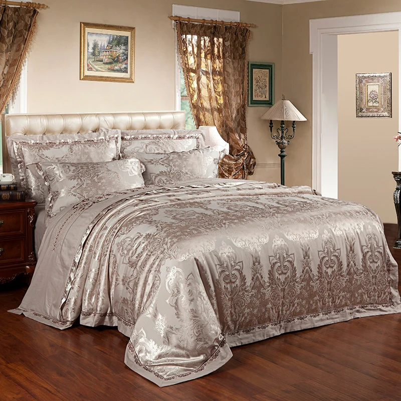 2018 темно Золотой Феникс цветы Кровать в мешке шелк хлопок смесь пододеяльник