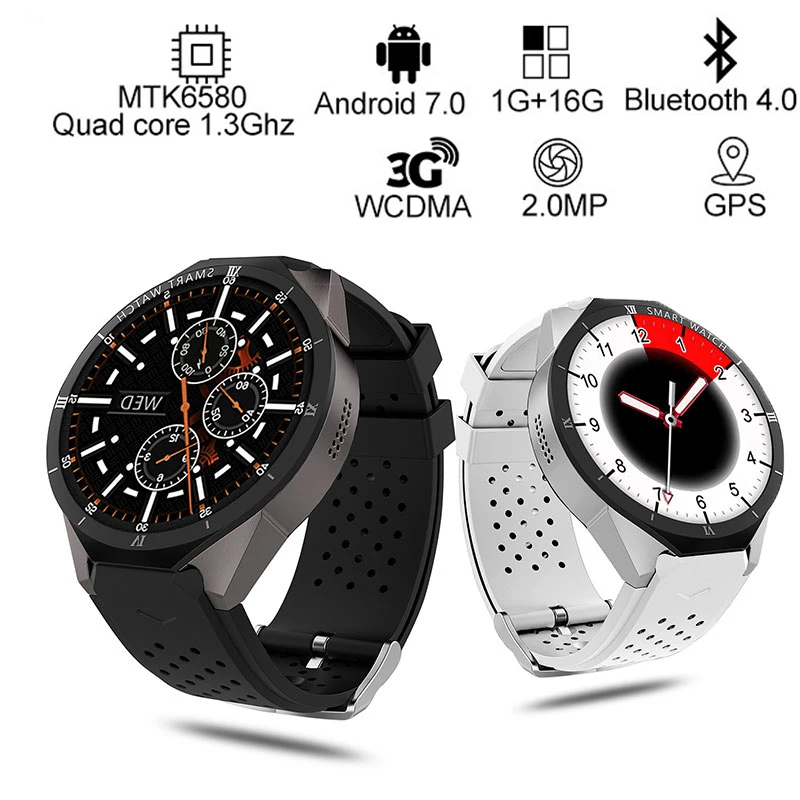 KW88 Pro 3G Смарт-часы Android 7 0 GPS телефон MTK6580 четырехъядерный 1 Гб + 16 39 дюймов 400*400 экран