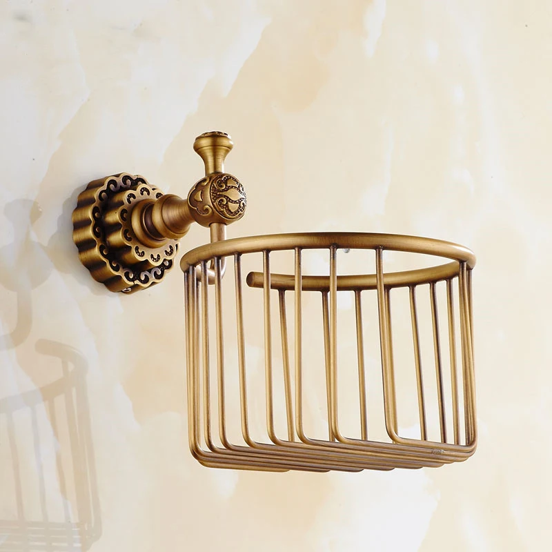 Черная настенная корзина для бумаги вешалка ванной комнаты античный латунный