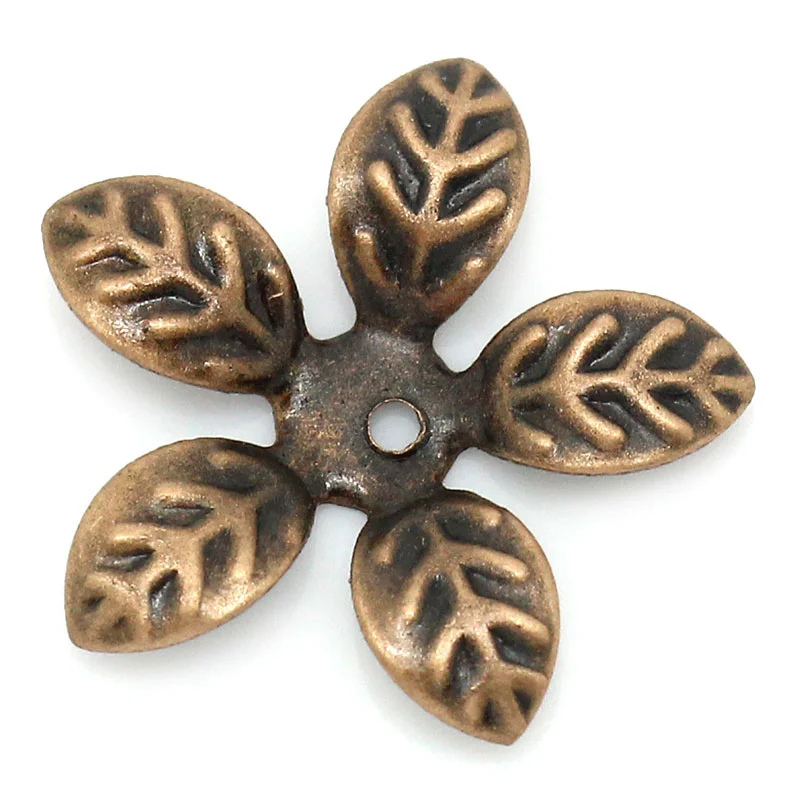 

8SEASONS Bead Caps 5 Petals Flower Antique Copper (Fits 20mm Beads) 14x14mm,500PCs (B27238)