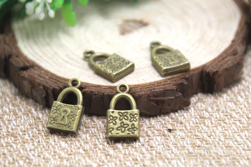 

15pcs Lock Charms Bronze tone Lock Charm Pendants 18x10mm