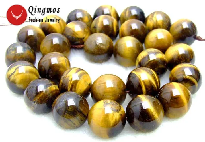

Qingmos Natural 4mm Round Yellow High Quality Tiger's-eye Loose Beads for Jewelry Making DIY Necklace Bracelet Strand 15" los612