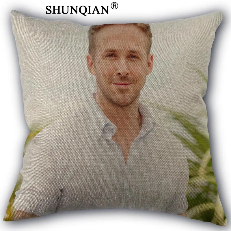 Льняная наволочка с принтом Райан Гослинг 45x45 см|custom pillowcase|linen pillow coverpillow case |