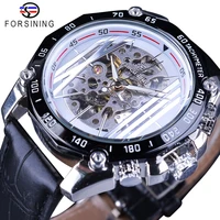 forsining 2018 white dial open work design luminous hands 2 decoration button mechanial wristwatches for men top brand luxury