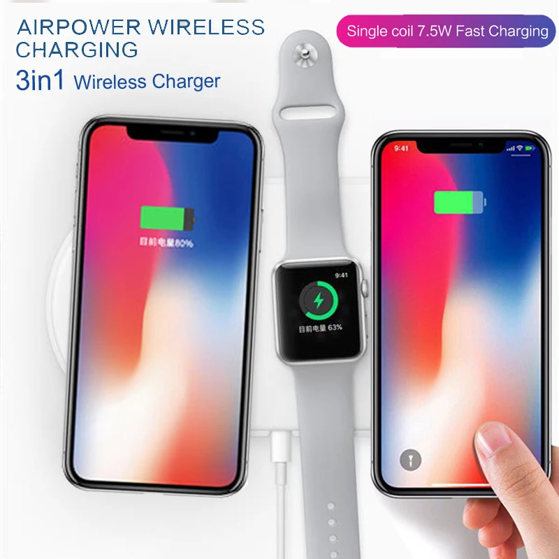 Новое зарядное устройство для apple Watch 2 3 Airpower QI Беспроводное iPhone X 8 plus Galaxy S8 S6 S7 s9 edge