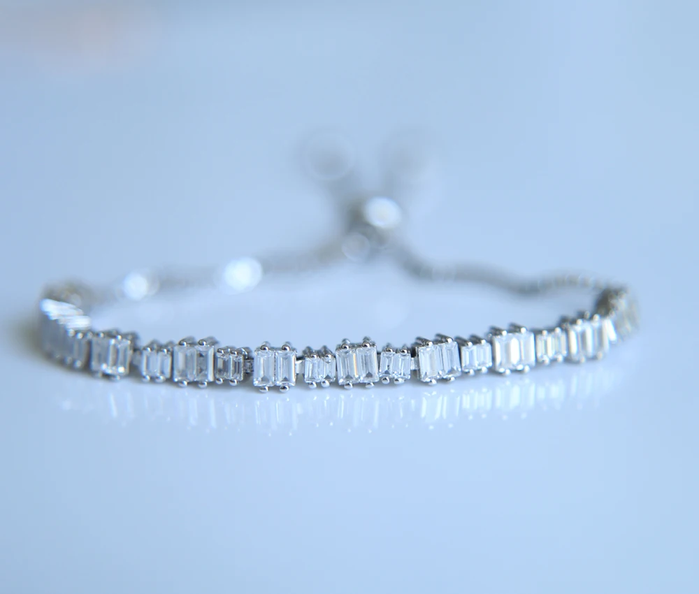 Браслет для тенниса с кубическим цирконием и цепочкой | Украшения аксессуары