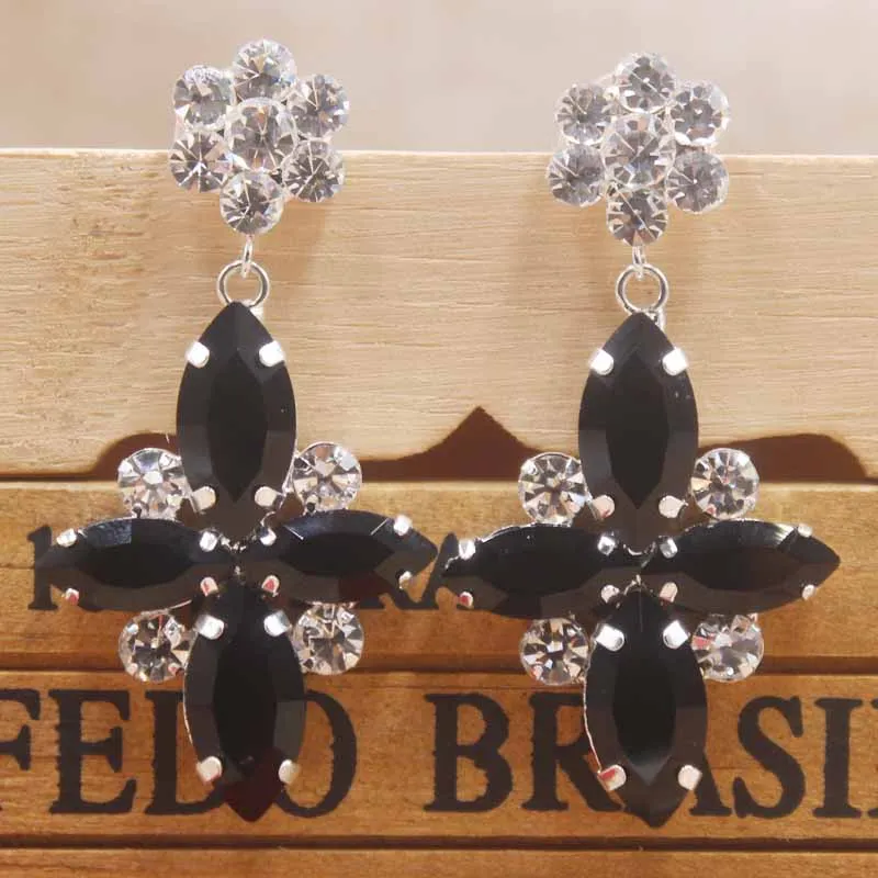 Классические элегантные черные серьги со стразами в форме Креста для женщин