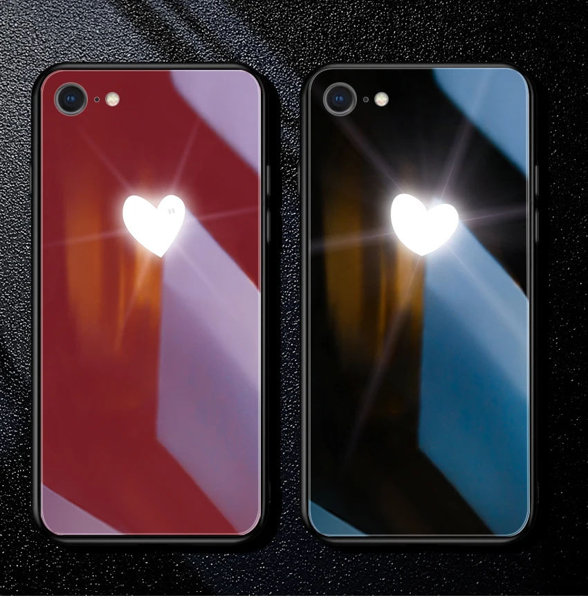 Mofi умный светодиодный светящийся чехол для телефона для Apple iPhone 7 8 Plus чехол s задняя крышка Прекрасный чехол Роскошный силиконовый стеклянный Модный чехол