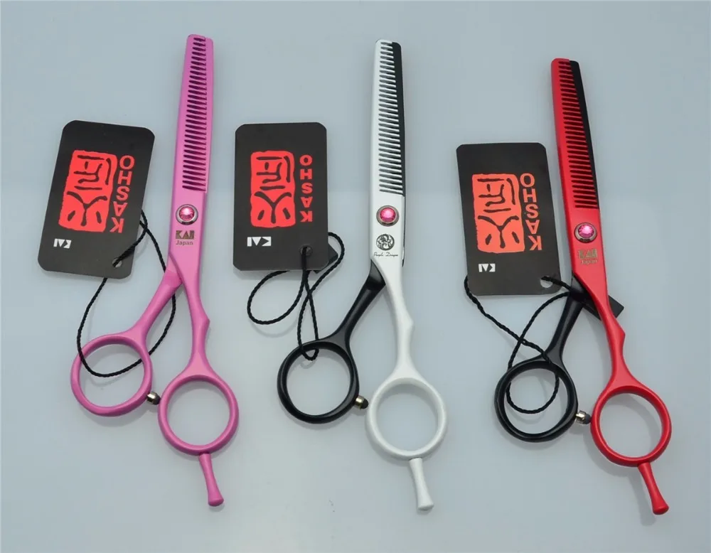 730 #5 5 'ཌ см Kasho высшего сорта Парикмахерские ножницы 440C белый красного цвета