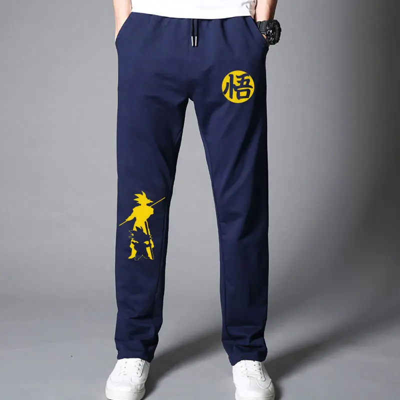 navy yellow Осенние новые повседневные забавные Мужские штаны с принтом Dragon Ball Goku, хлопковые серые мужские спортивные штаны, черные брюки - Цвет: navy yellow