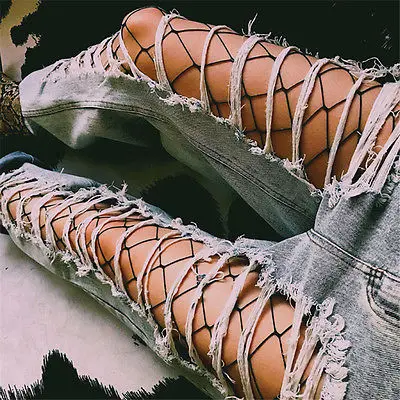 Летние модные женские сетчатые жаккардовые чулки с высокой талией черные и