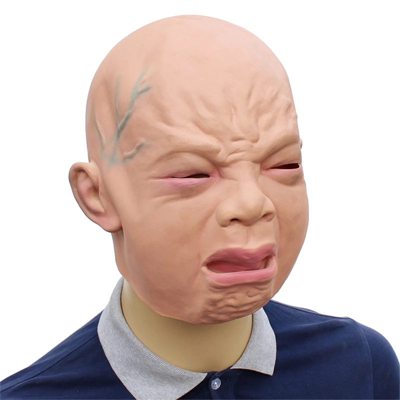 

Crying child Funny Latex Unisex Movie Cosplay Anime costume Prop Adult Animal Party Mask for Halloween