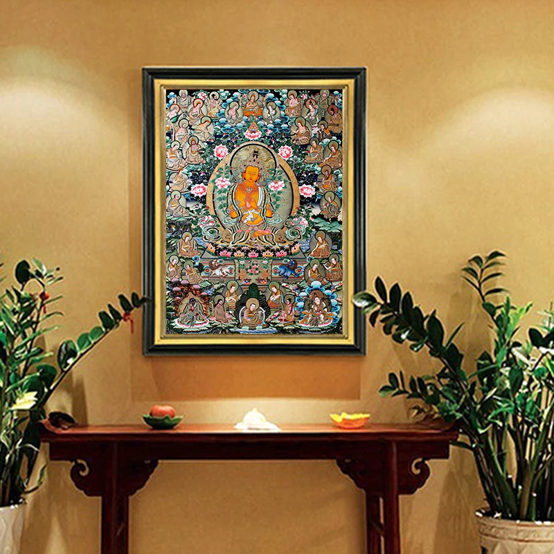 Buddha Painting Thangka India Chinese Religion Style Canvas Print Painting Poster Art Wall Pictures for Hallway Home Decor