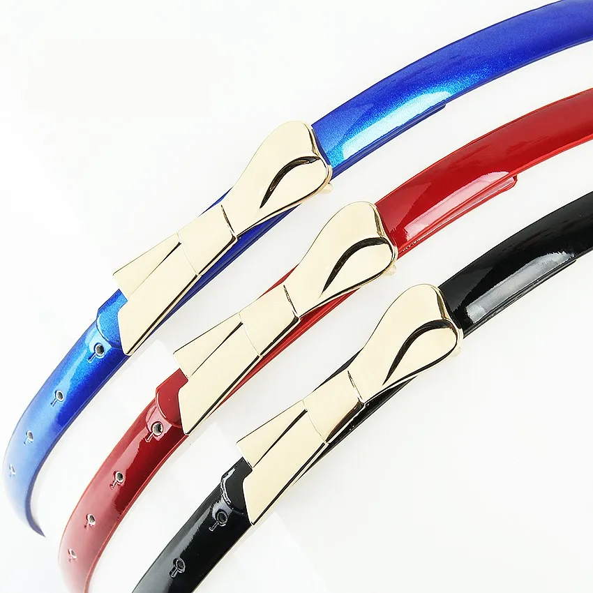 Free shipping 2021 New Korean Women Fashion Bow Genuine Leather Thin Slim Waist Belt For dress and trousers