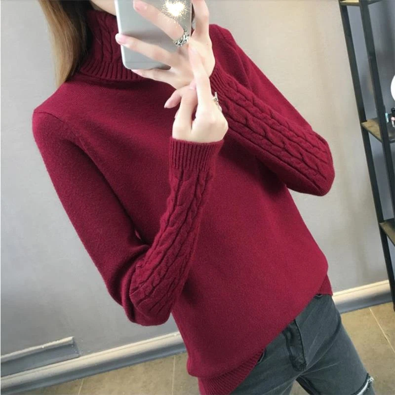 Women Turtleneck Knitted Sweater Pullover Autumn Korean Plus Size Pink Winter Tops Harajuku Loose Knitting Jumper Ladies | Женская