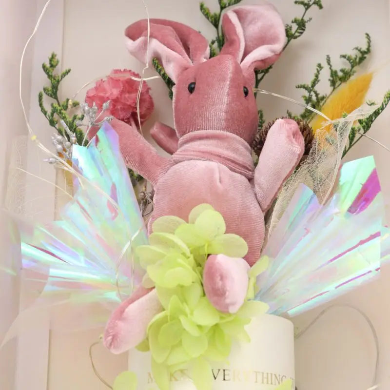 Wishing Light Rabbit Decor Dry Flowers Gift Box Home Garden Festive Party Supplies Artificial Decorations pro | Дом и сад