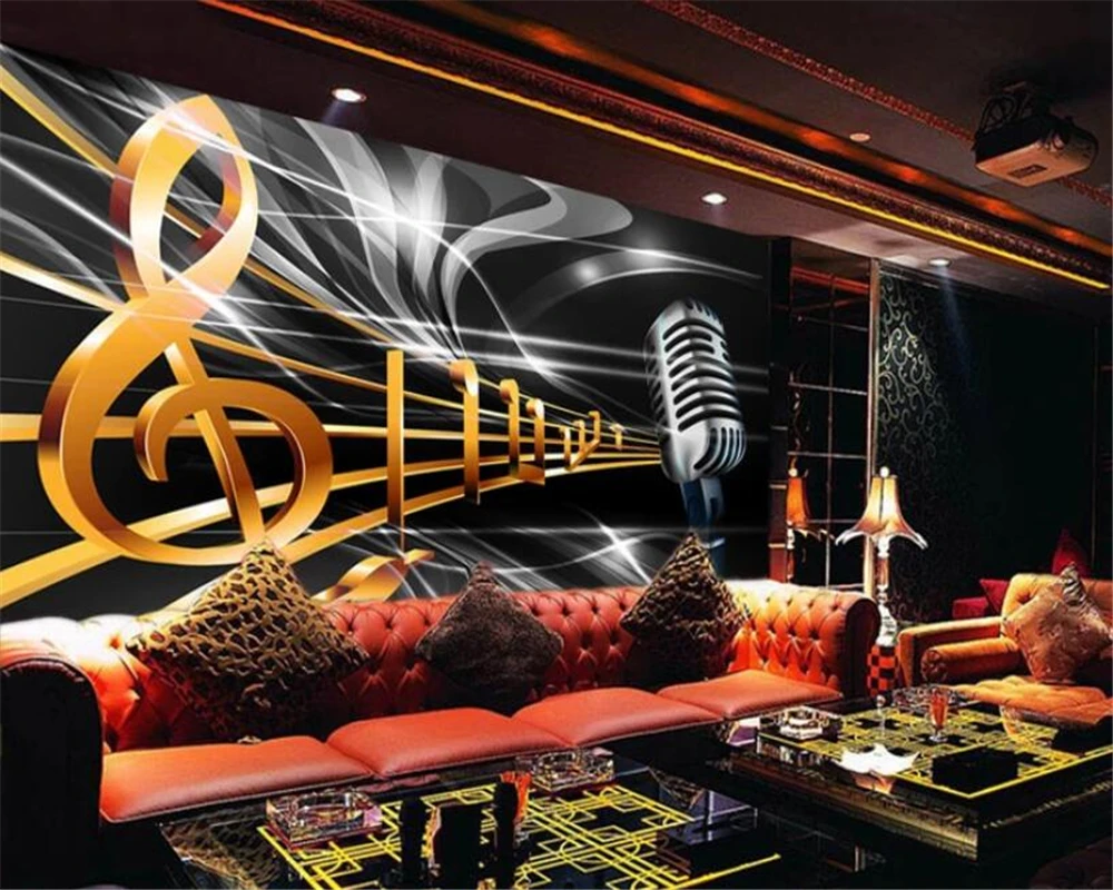 

High quality wallpaper murals dynamic music symbol bar KTV background papel de parede 3d wallpapers for living room beibehang