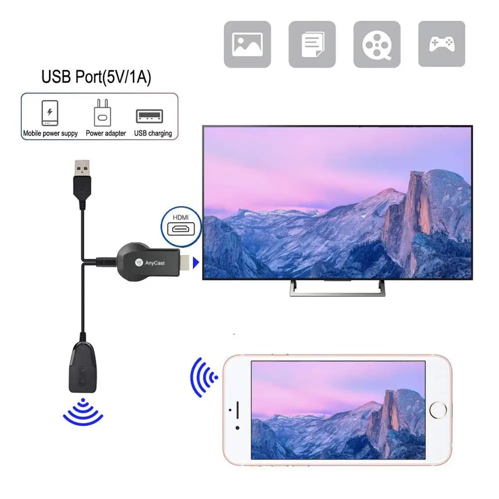 Anycast M2 4K Miracast любой Cast беспроводной DLNA AirPlay HDMI tv Stick Wifi дисплей ключ приемник для IOS Android PC