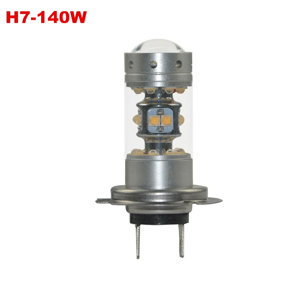 

2PCS Newest Design H7 White 1000lms 140W 28-Cree Chip LEDs Projector Fog Light Replace Driving Bulbs High Power Car DRL Lighting