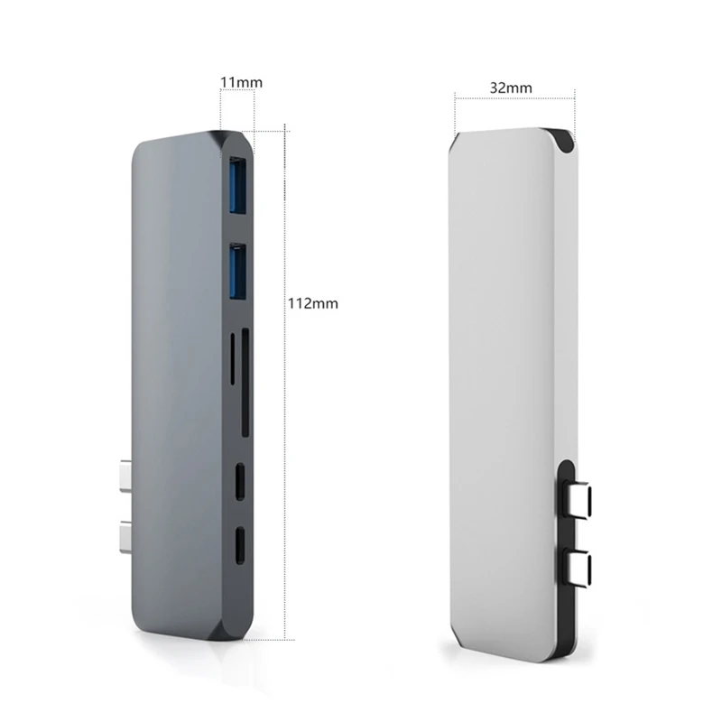 

Dual USB Type-C Hub USB C to HDMI 4K With SD TF Card Reader USB-C Charger PD Charger 2 Ports USB 3.0 For MacBook Pro
