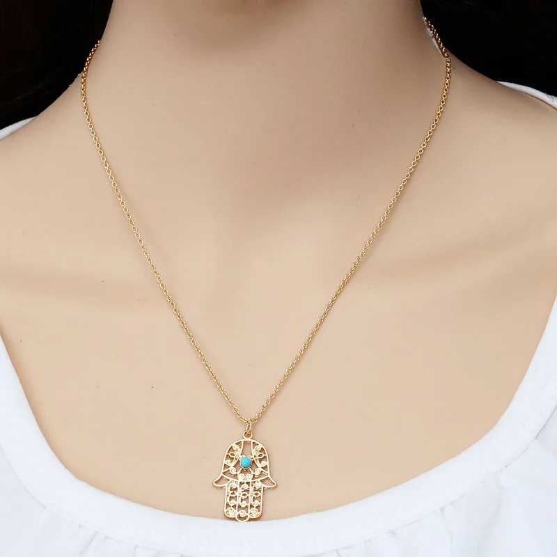 Ожерелье JINSE винтажное серебряное золотое с цепочкой Фатима гамса|necklace collar|hamsa hand