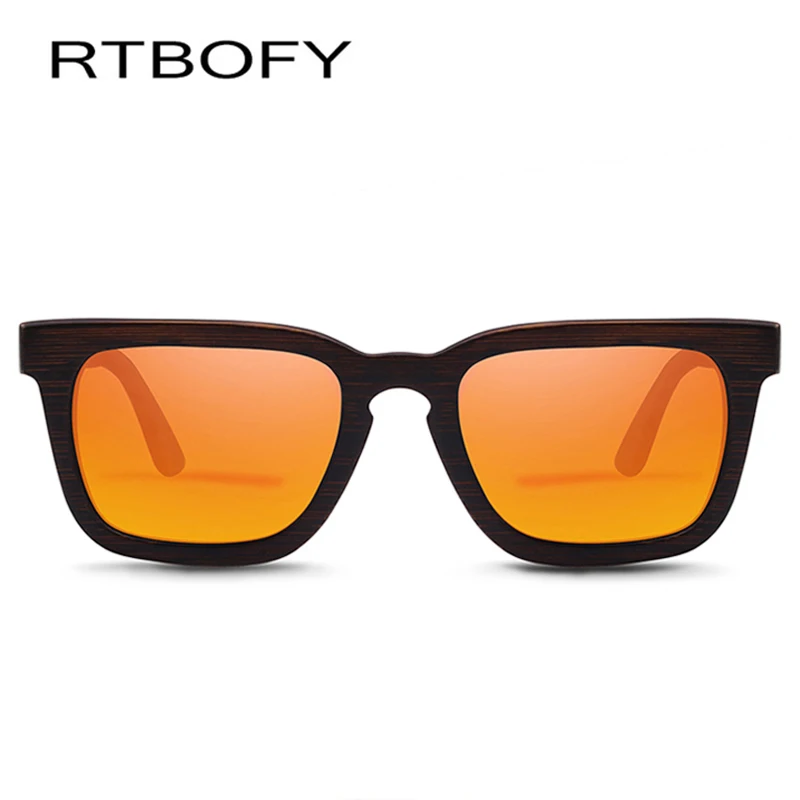 RTBOFY деревянные солнцезащитные очки для мужчин и женщин Бамбуковая оправа ручная