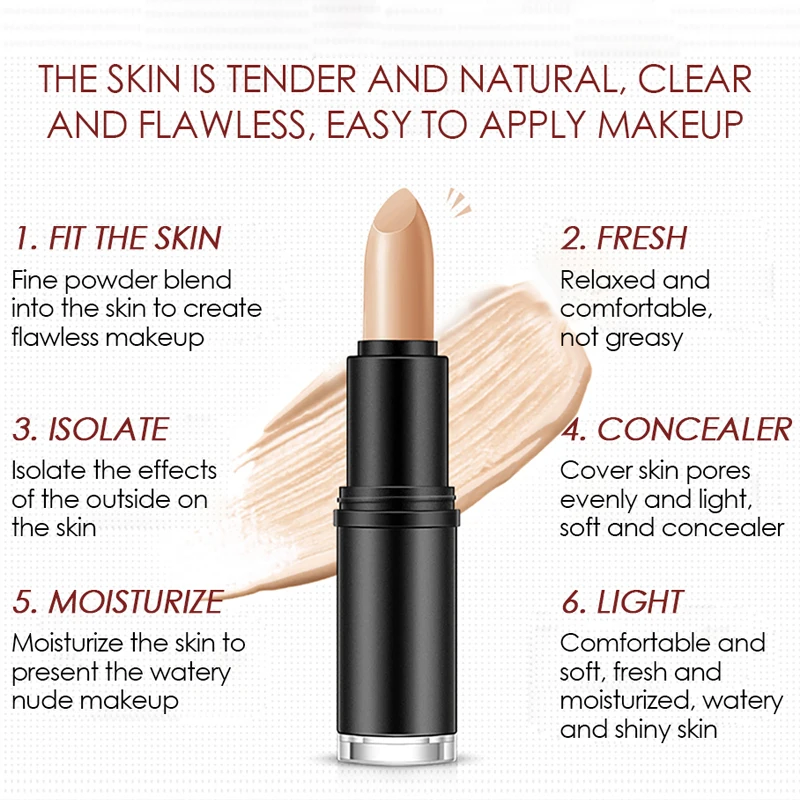 ROREC крем для лица женщин Макияж стойкий маскирующий Крем Ручка основа макияж