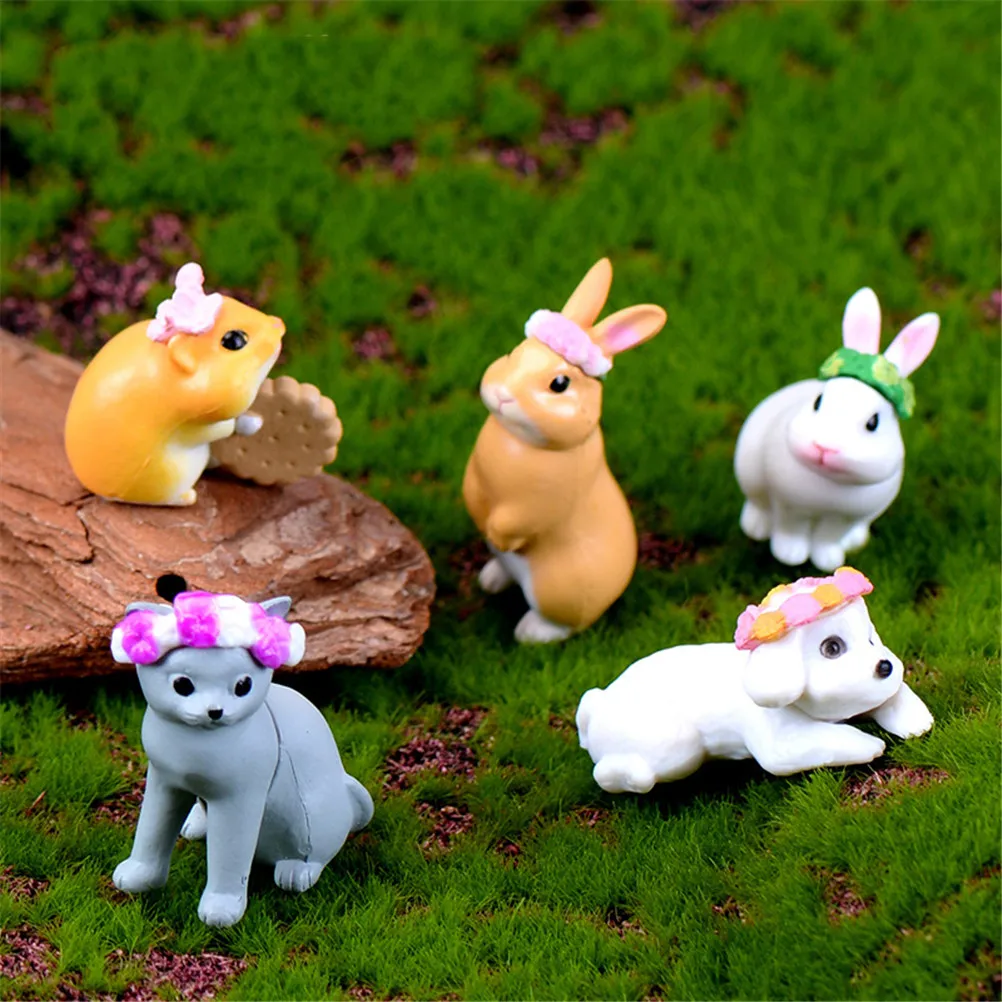 1 Набор/5 шт DIY ВЕНОК Кролик Мини игрушка миниатюрные смолы ремесло украшения