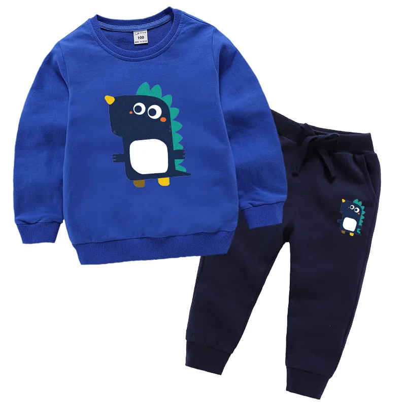 1-8T Suit child Kids Baby Boy girl Autumn Trousers Pants Cartoon dinosaur Clothes + T-shirt Tops Long sleeve Warm 2pcs Sets | Детская