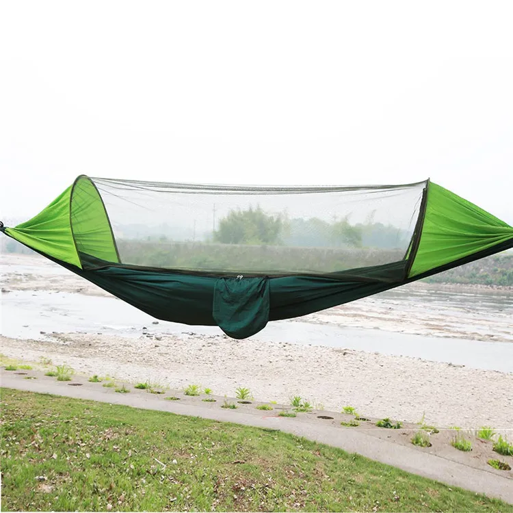 Outdoors Fast Easy Setup Hammock With Mosquito Net Tree Tent Portable Polyester Mesh Durable Portable Lightweight Army Green