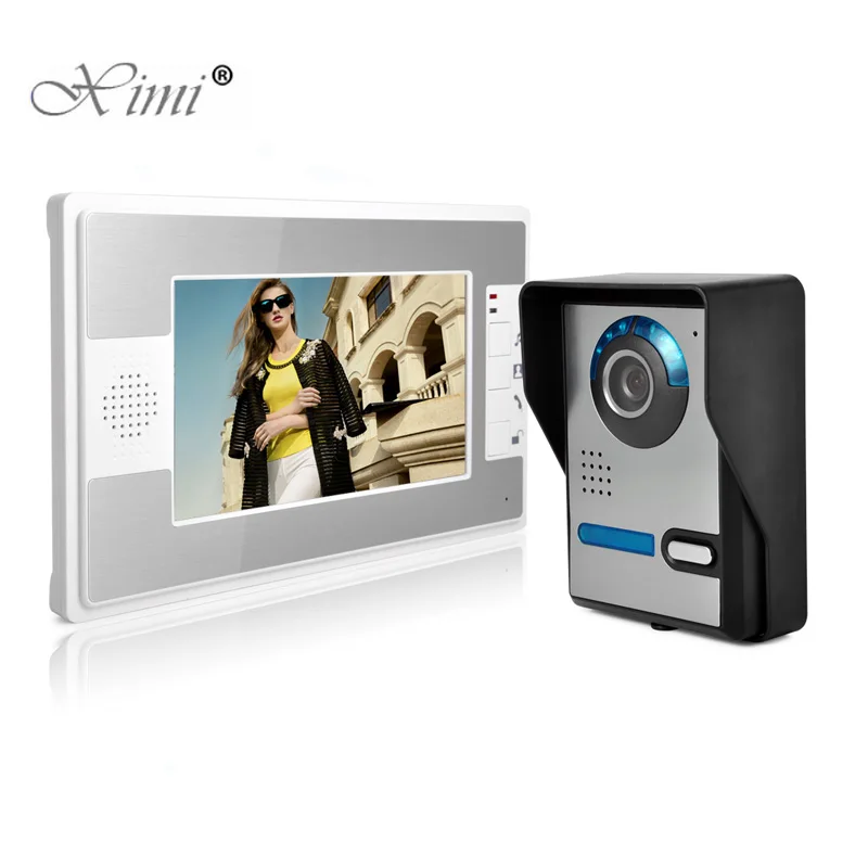 7'' TFT LCD Wired Video Door Phone Visual Video Intercom Speakerphone Intercom System With Waterproof Outdoor IR Camera