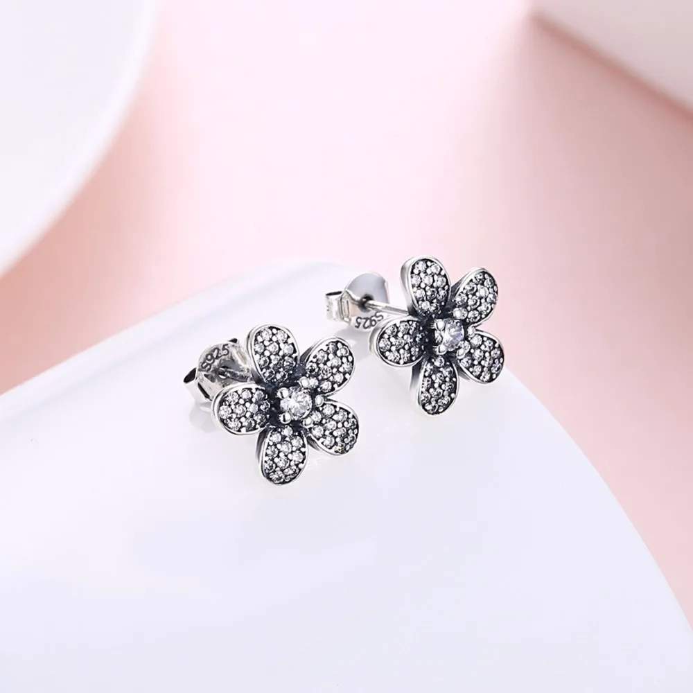 CICI WARREN Fine Jewelry 925 Sterling Silver Stud Earrings Flower style Paved AAA+ Zircon Gifts For Women CWE016 | Украшения и