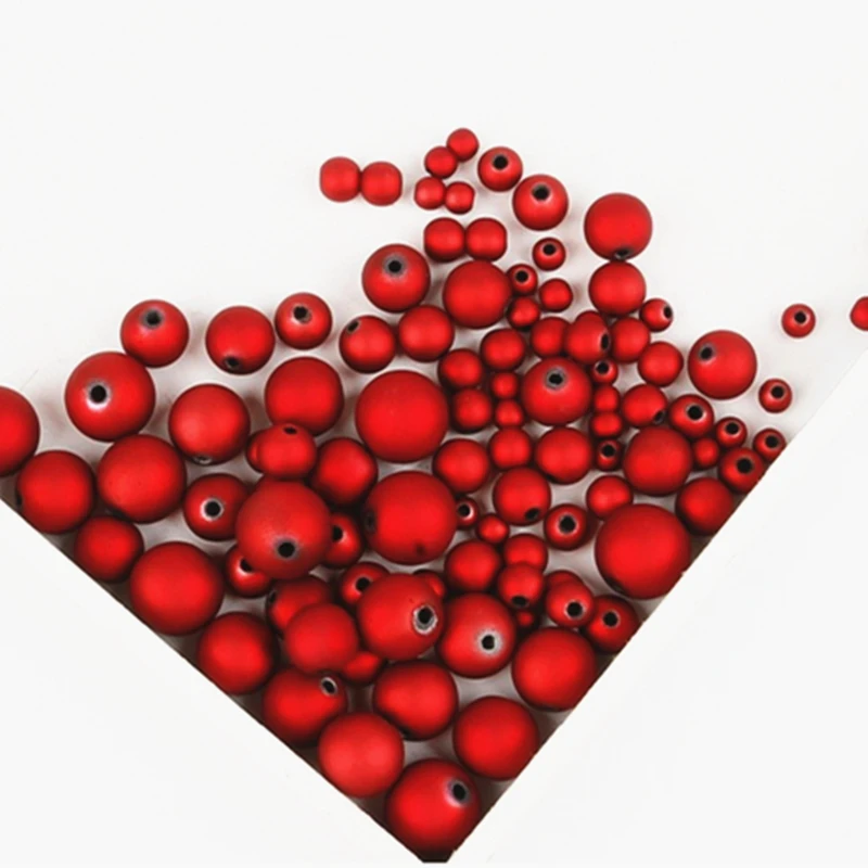 

6/8/10/12mm Red Color Matte Beads Acrylic Loose Beads For Jewelry Making DIY Handmade Beads