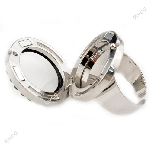 M00055 green adjustable charms locket ring metal jewelry size 25mm x12mm 17-19mm | Украшения и аксессуары