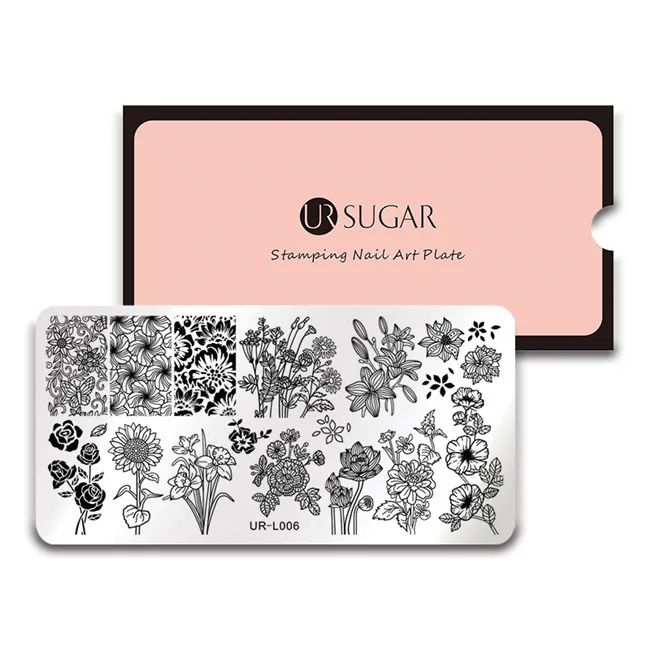 UR-L006 Ur Sugar Цветочные пластины для штамповки ногтей Цветочный животный узор дизайн ногтей штамп шаблон Летний лист изображения пластины трафарет Инструменты для ногтей - Цвет: UR-L006