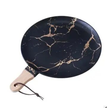 1pcs Lekoch креативная мраморная полоса большая прямоугольная и круглая керамическая тарелка для пиццы кухонная посуда фарфоровая суши-посуда - Цвет: 1pcs