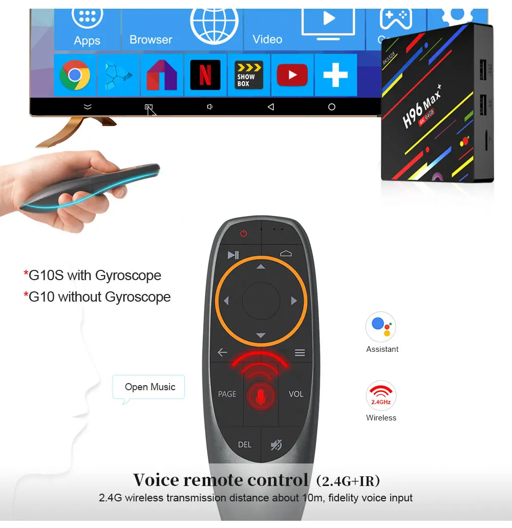 H96max plus Android 8,1 Смарт ТВ приставка Rockchip RK3328 Четырехъядерный 4g/32g 4g/64g 2,4g wifi H.265 VP9 UHD 4 k HD MI 2.0A медиа плей