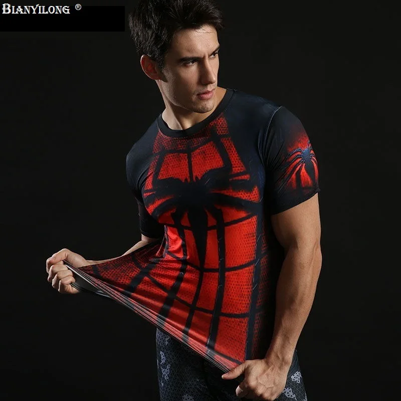 Человек паук 3D печатная Футболка Капитан Америка Civil War тройники мужские короткие