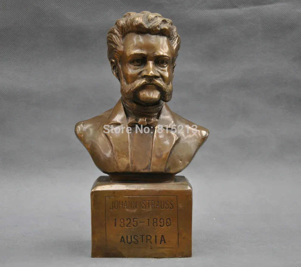 WBY bi0011715 8 "Австрия Великого Музыканта Иоганна Штрауса Бюст Бронзовая Статуя |