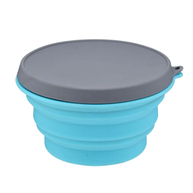 Черный Collapsible Silicone Bowl Lid 500ML Camping Picnic Food Storage Containers 500ML folding silicone bowl - Цвет: Черный
